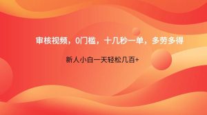 审核视频，0门槛，十几秒一单，多劳多得，新人小白一天轻松几百+-泰戈创艺资源库