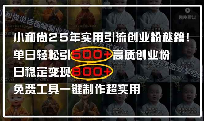 （14436期）小和尚2025年实用引流秘籍！单日轻松引500+高质量创业粉，日变现800+，…-泰戈创艺资源库