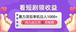 （14198期）看剧即赚无脑躺赚，单机日入1000+，月入3万+，可批量可矩阵，最猛收益…-泰戈创艺资源库