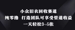 小众旧衣回收赛道,纯零撸 打造团队可享受管道收益,一天轻松3张-泰戈创艺资源库
