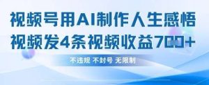 用AI做人生感悟视频，4条视频当天收益782-泰戈创艺资源库