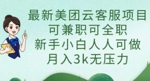 最新美团云客服项目,可兼职可全职,新手小白人人可做,月入3k无压力-泰戈创艺资源库