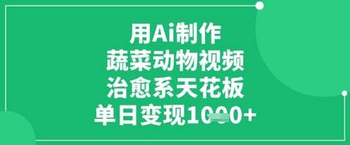 用Ai制作蔬菜动物视频，治愈系天花板，单日变现1k-泰戈创艺资源库