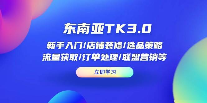 （14208期）东南亚TK3.0：新手入门/店铺装修/选品策略/流量获取/订单处理/联盟营销等-泰戈创艺资源库