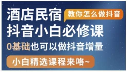 抖音本地生活酒店民宿运营，0基础也可以做抖音增量-泰戈创艺资源库