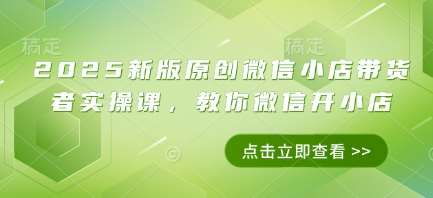 2025新版原创微信小店带货者实操课，教你微信开小店-泰戈创艺资源库