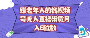 赚老年人的钱视频号无人直播带货月入6位数-泰戈创艺资源库