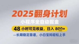 2025翻身计划小程序全自动掘金,48小时可见收益,日入多张+,长期稳定靠谱,小白宝妈轻松上手【揭秘】-泰戈创艺资源库