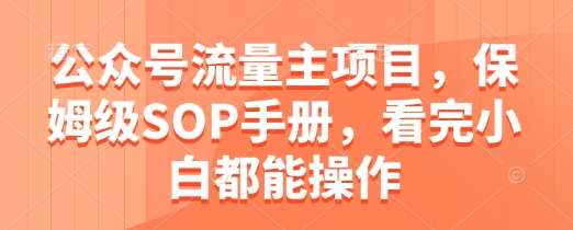 公众号流量主项目，保姆级SOP手册，看完小白都能操作-泰戈创艺资源库