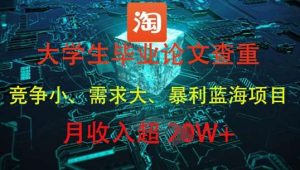 大学生毕业论文查重，暴利蓝海项目，月收入过1W+-泰戈创艺资源库