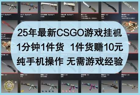 25年最新CSGO游戏挂G，1分钟1件货，1件货挣10元，纯手机操作，无需游戏经验【揭秘】-泰戈创艺资源库
