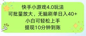 (14491期)快手小游戏刷广告4.0玩法,项目可批量放大操作,手机有电有网即可。单…-泰戈创艺资源库