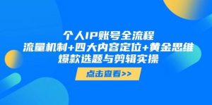 个人IP账号全流程：流量机制+四大内容定位+黄金思维, 爆款选题与剪辑实操-泰戈创艺资源库