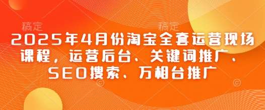 2025年4月份淘宝全套运营现场课程，运营后台、关键词推广、SEO搜索、万相台推广-泰戈创艺资源库