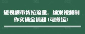 短视频带货拉流量,编发视频制作实操全流程(可搬运)-泰戈创艺资源库