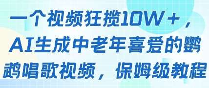 一个视频狂揽10W+点赞，AI生成中老年喜爱的鹦鹉唱歌视频，保姆级教程，轻松挣取创作者分成-泰戈创艺资源库
