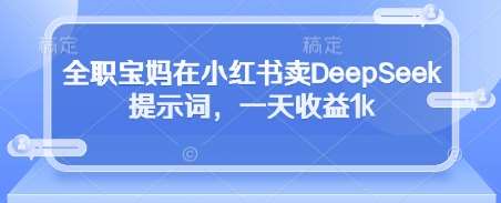 全职宝妈在小红书卖DeepSeek提示词，一天收益1k-泰戈创艺资源库