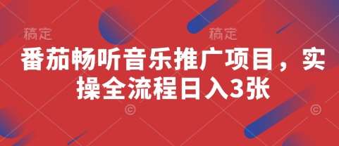 番茄畅听音乐推广项目，实操全流程日入3张-泰戈创艺资源库