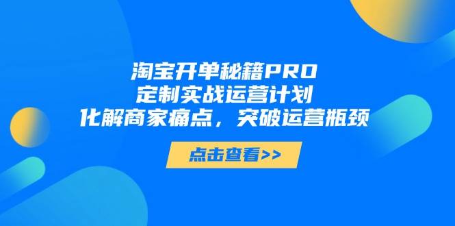 （14642期）淘宝开单秘籍PRO，定制实战运营计划，化解商家痛点，突破运营瓶颈-泰戈创艺资源库