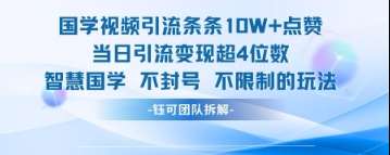 国学视频引流条条10W+点赞当日引流变现超4位数-泰戈创艺资源库