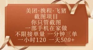 飞猪美团截图项目，你只管截图，一部手机在家做，正规平台无套路，一天5张+【揭秘】-泰戈创艺资源库