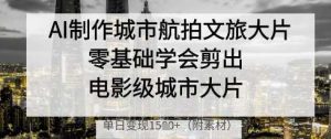 AI制作城市航拍文旅大片,零基础学会剪出电影级城市大片,单日变现多张-泰戈创艺资源库