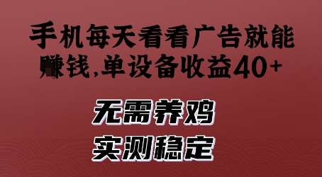 手机每天看看广告就能挣钱，单设备收益40+，无需养鸡，实测稳定【揭秘】-泰戈创艺资源库