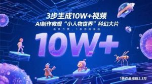 3步生成10W+视频，AI制作微观“小人物世界”科幻大片，条条万赞，1条作品涨粉2.3W-泰戈创艺资源库