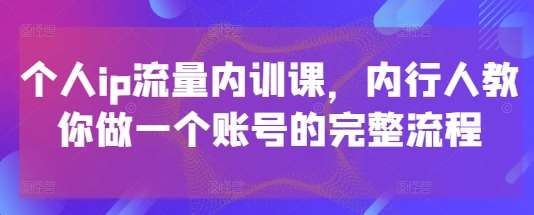 个人ip流量内训课，内行人教你做一个账号的完整流程-泰戈创艺资源库