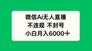 （14733期）微信AI无人直播，不违规 不封号 ，小白月入6000+-泰戈创艺资源库
