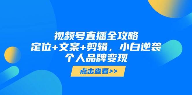 （14819期）视频号直播全攻略，定位+文案+剪辑，小白逆袭个人品牌变现-泰戈创艺资源库