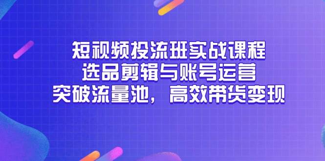 （14868期）短视频投流班实战课程，选品剪辑与账号运营，突破流量池，高效带货变现-泰戈创艺资源库