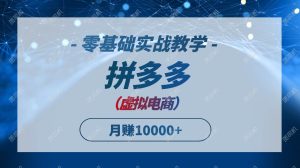 （14880期）拼多多虚拟电商，零基础实战教学，快速打爆商品，新手也能月入10000+-泰戈创艺资源库