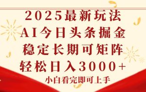 （14994期）今日头条2025年最新玩法，思路简单，复制粘贴，稳定长期，轻松实现矩…-泰戈创艺资源库