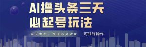 (14753期)AI撸头条三天必起号,纯原创情感故事,每天搬砖十分钟,小白复制粘贴月…-泰戈创艺资源库