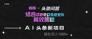 （14781期）揭秘头条问答新玩法！结合deepseek高效答题，轻松日入1000+-泰戈创艺资源库