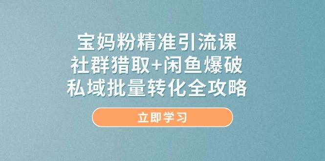 （14820期）宝妈粉精准引流课，社群猎取+闲鱼爆破，私域批量转化全攻略-泰戈创艺资源库