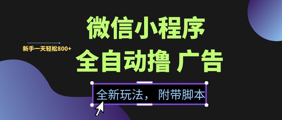 （15134期）微信小程序挂机撸广告，全新玩法，新手一天轻松800+【附带脚本】-泰戈创艺资源库