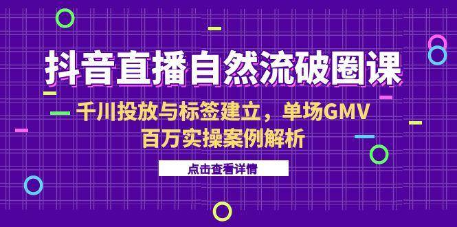 （15136期）抖音直播自然流破圈课-6月，千川投放与标签建立，单场GMV百万实操案例解析-泰戈创艺资源库