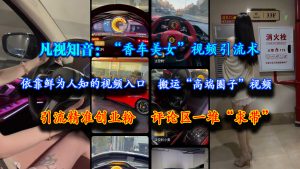 (15199期)凡视知音:“香车美女”视频引流术,依靠鲜为人知的视频入口,搬运“高端圈子”视频,引流精准创业粉,评论区一堆“求带”-泰戈创艺资源库