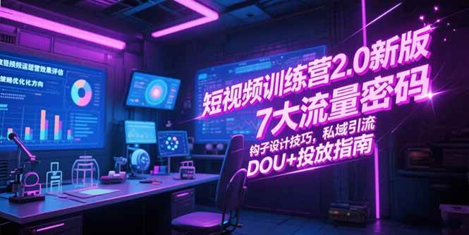 （15255期）短视频训练营2.0新版，7大流量密码/钩子设计技巧/私域引流/DOU+投放指南-泰戈创艺资源库