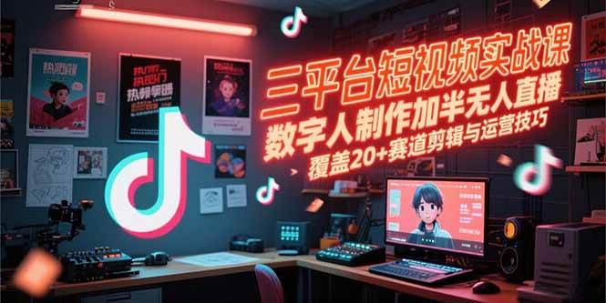 （15265期）三平台短视频实战课，数字人制作加半无人直播，覆盖20+赛道剪辑与运营技巧-泰戈创艺资源库