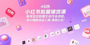 （15279期）小红书批量铺货课，账号定位到爆文创作全流程，含AI辅助选品工具(更新6月)-泰戈创艺资源库