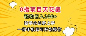 （15341期）0撸项目天花板，日入200+，新手小白秒上手，一部手机即可操作-泰戈创艺资源库