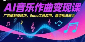 (15370期)AI音乐作曲变现课,广告歌制作技巧,Suno工具应用,唐诗摇滚融合-泰戈创艺资源库