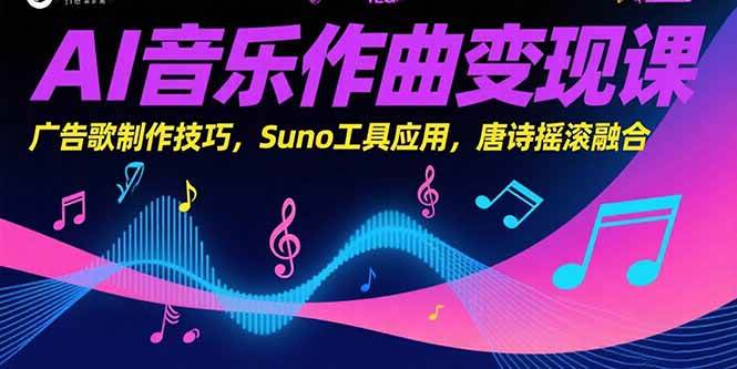 （15370期）AI音乐作曲变现课，广告歌制作技巧，Suno工具应用，唐诗摇滚融合-泰戈创艺资源库