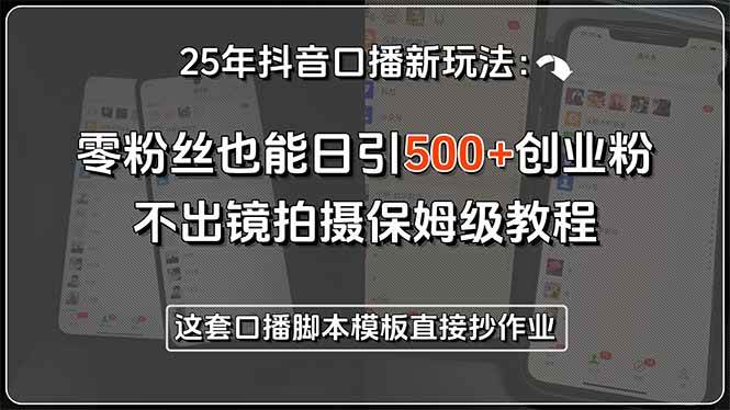 （15384期）25年抖音口播新玩法：零粉丝也能日引500+创业粉，不出镜拍摄保姆级教程…-泰戈创艺资源库