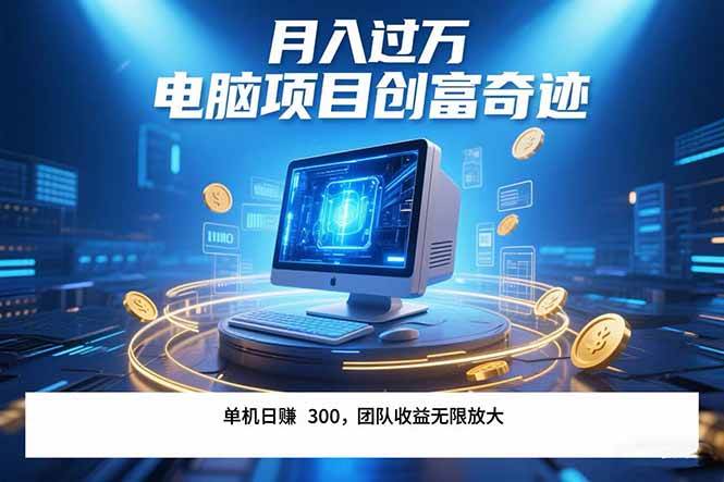 （15405期）最新电脑项目单机每天收益300+ 带有团队管道收益 可无限放大 月入过万…-泰戈创艺资源库