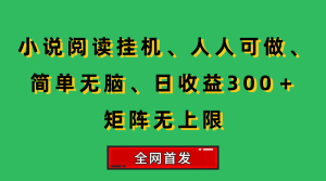 (15413期)小说挂机阅读,人人可做,简单无脑,一天收益300+矩阵无限上-泰戈创艺资源库
