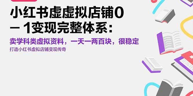 (15489期)小红书虚拟店铺0-1变现完整体系:卖学科类虚拟资料,一天一两百块,很稳定-泰戈创艺资源库